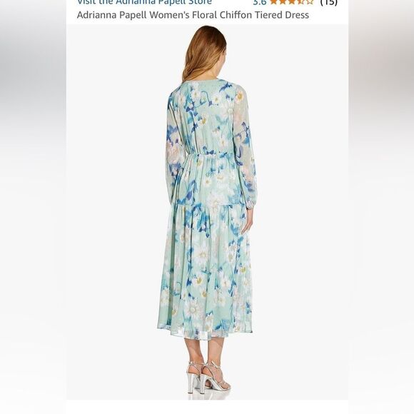 Adrianna Papell Women's Floral Chiffon Tiered Dress mint size 6 - Picture 8 of 16